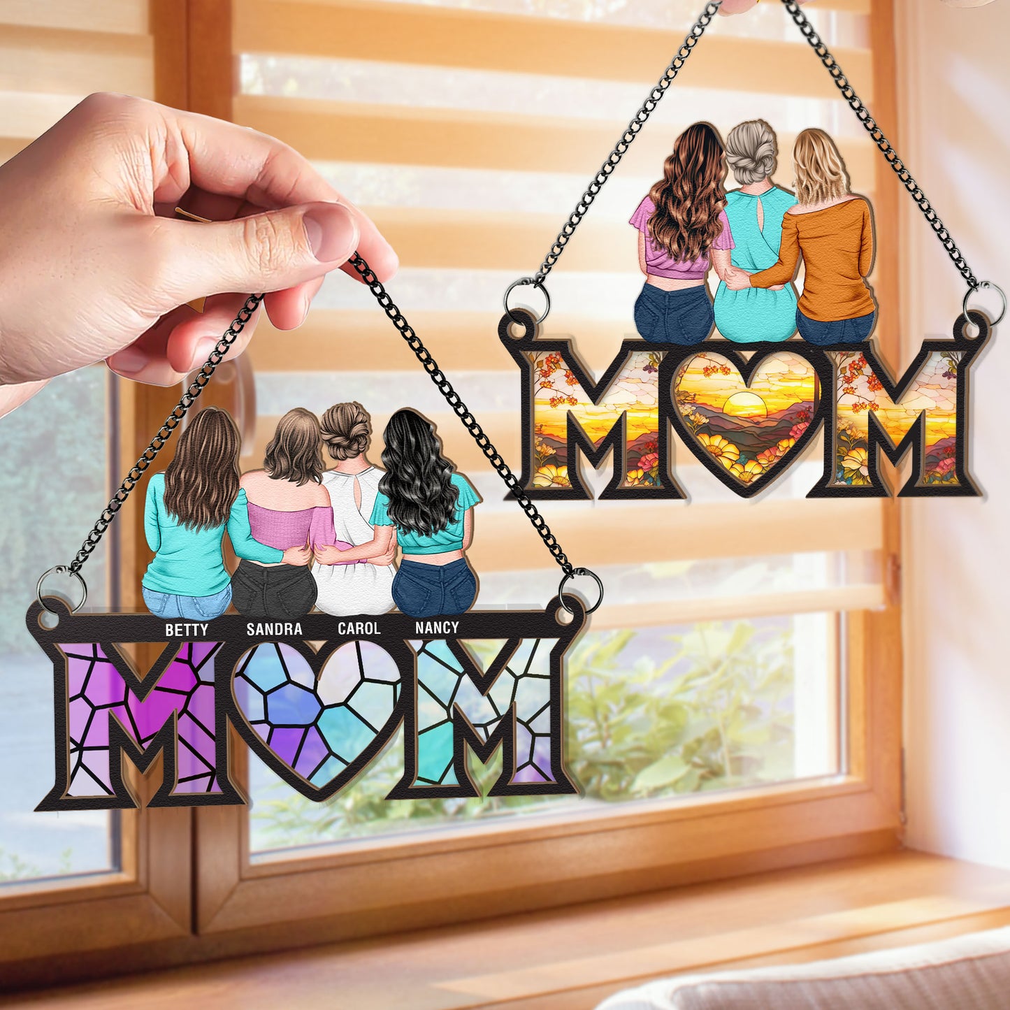 Mother and Daughter On Suncatcher, Personalized Window Hanging From Daughter, Custom Mum & Daughter, Mothers Day Gift for Mom, Grandma