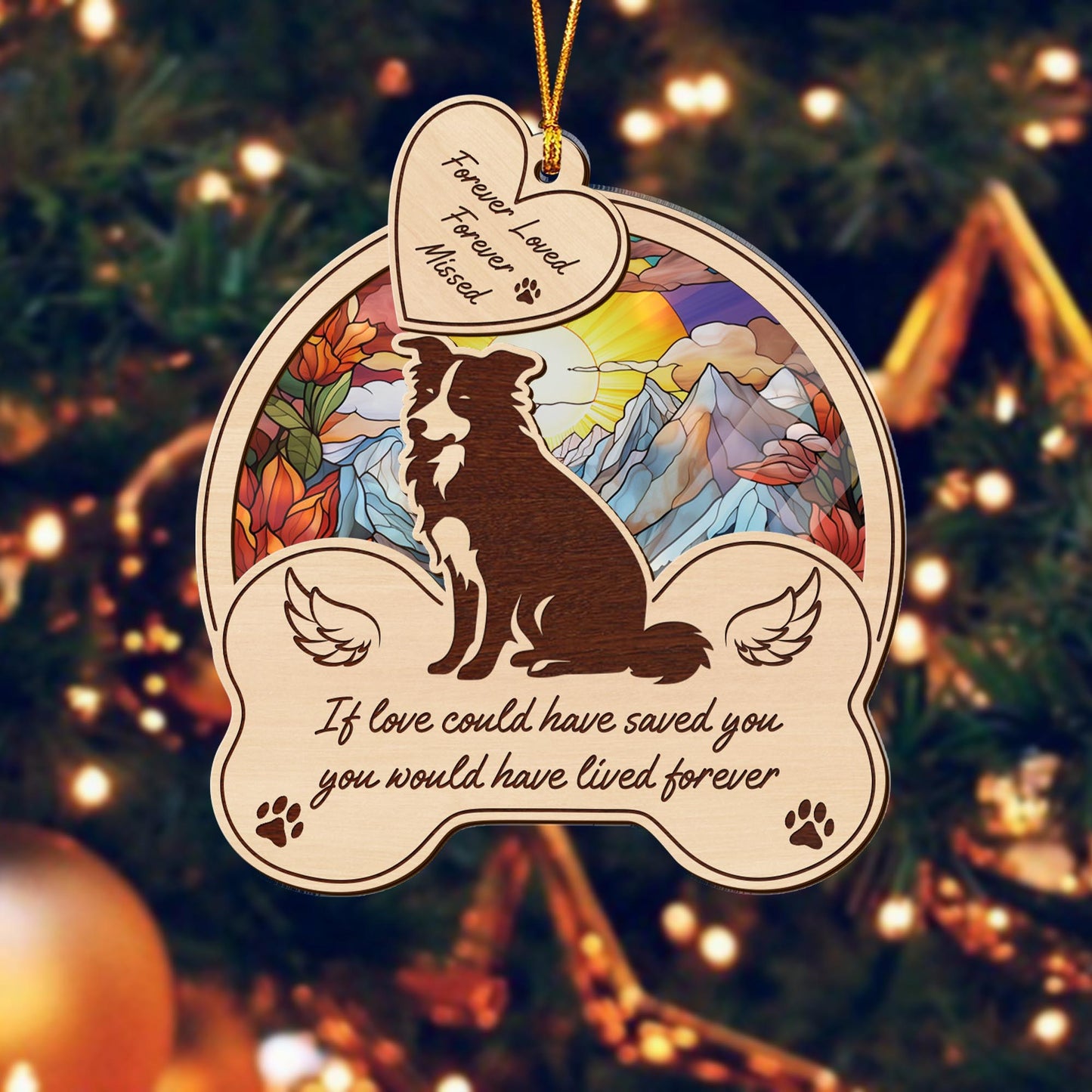 border collie 2 Layered Mix Ornament, Dogs Ornament, Christmas Tree Hanging, Home Decorations EPHG-51546