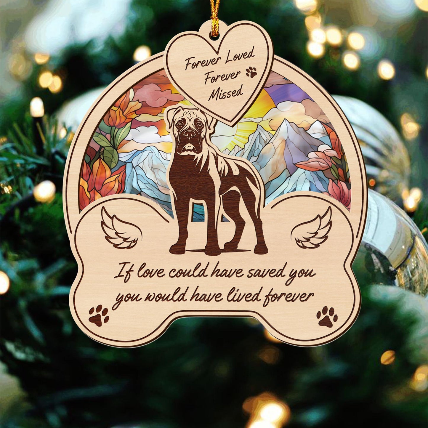 boxer 2 Layered Mix Ornament, Dogs Ornament, Christmas Tree Hanging, Home Decorations EPHG-51546