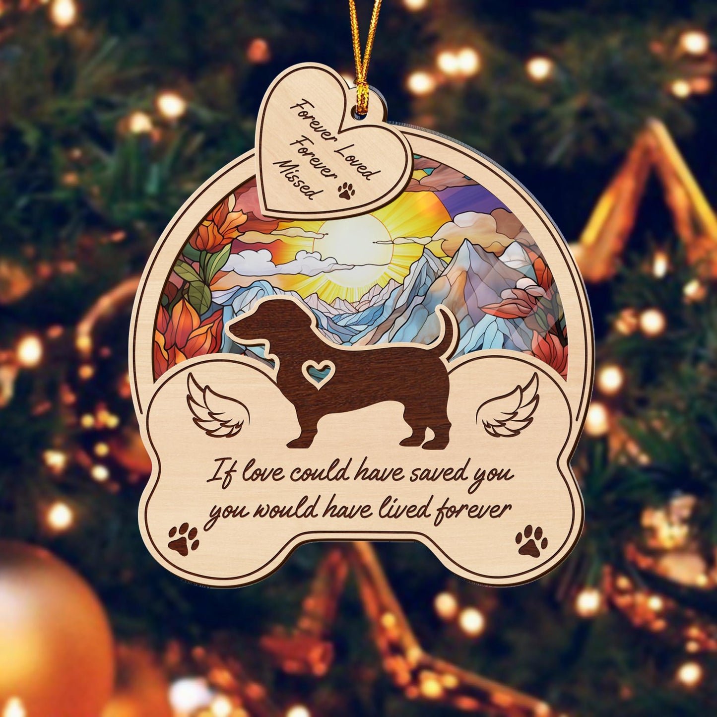 dachshund 2 Layered Mix Ornament, Dogs Ornament, Christmas Tree Hanging, Home Decorations EPHG-51546