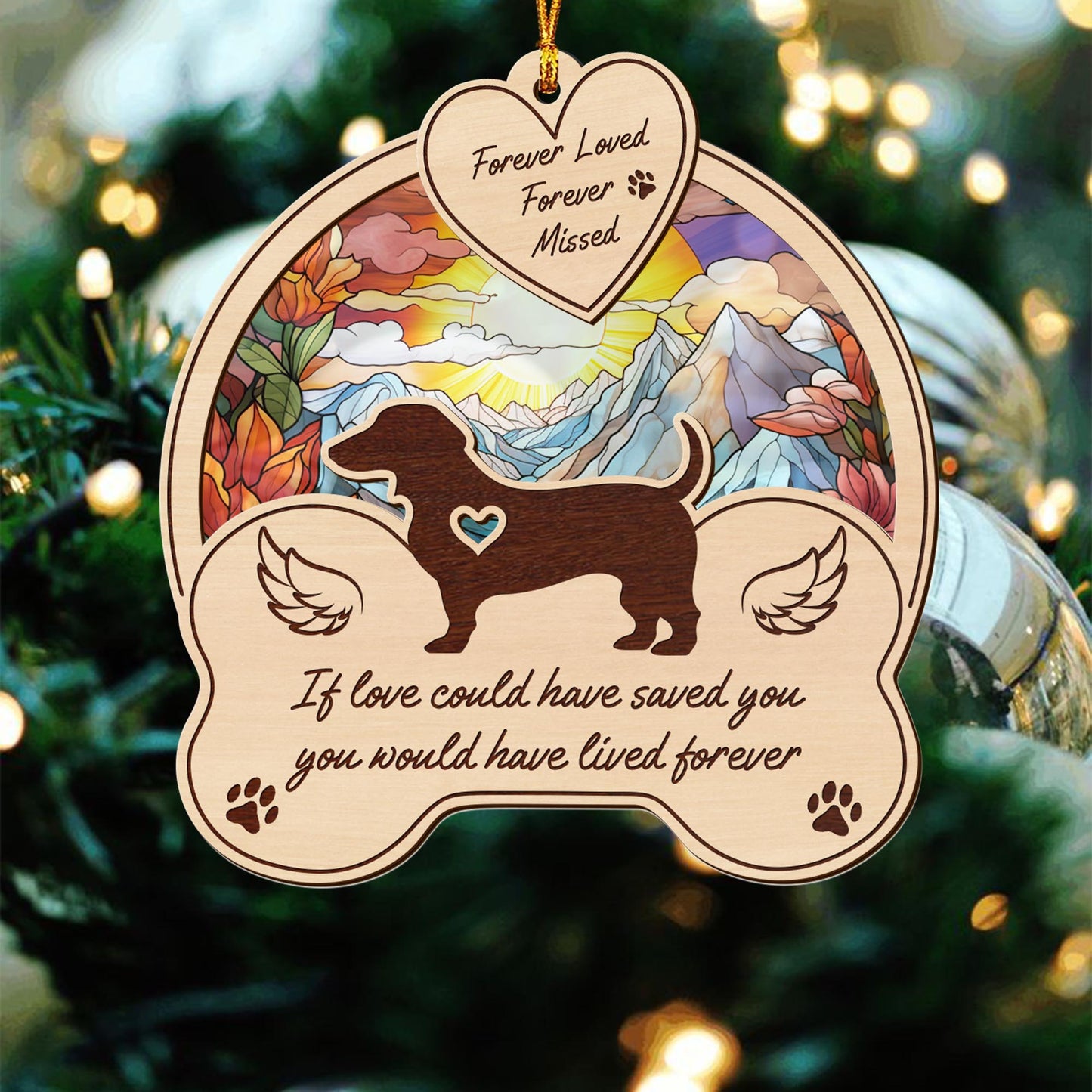 dachshund 2 Layered Mix Ornament, Dogs Ornament, Christmas Tree Hanging, Home Decorations EPHG-51546