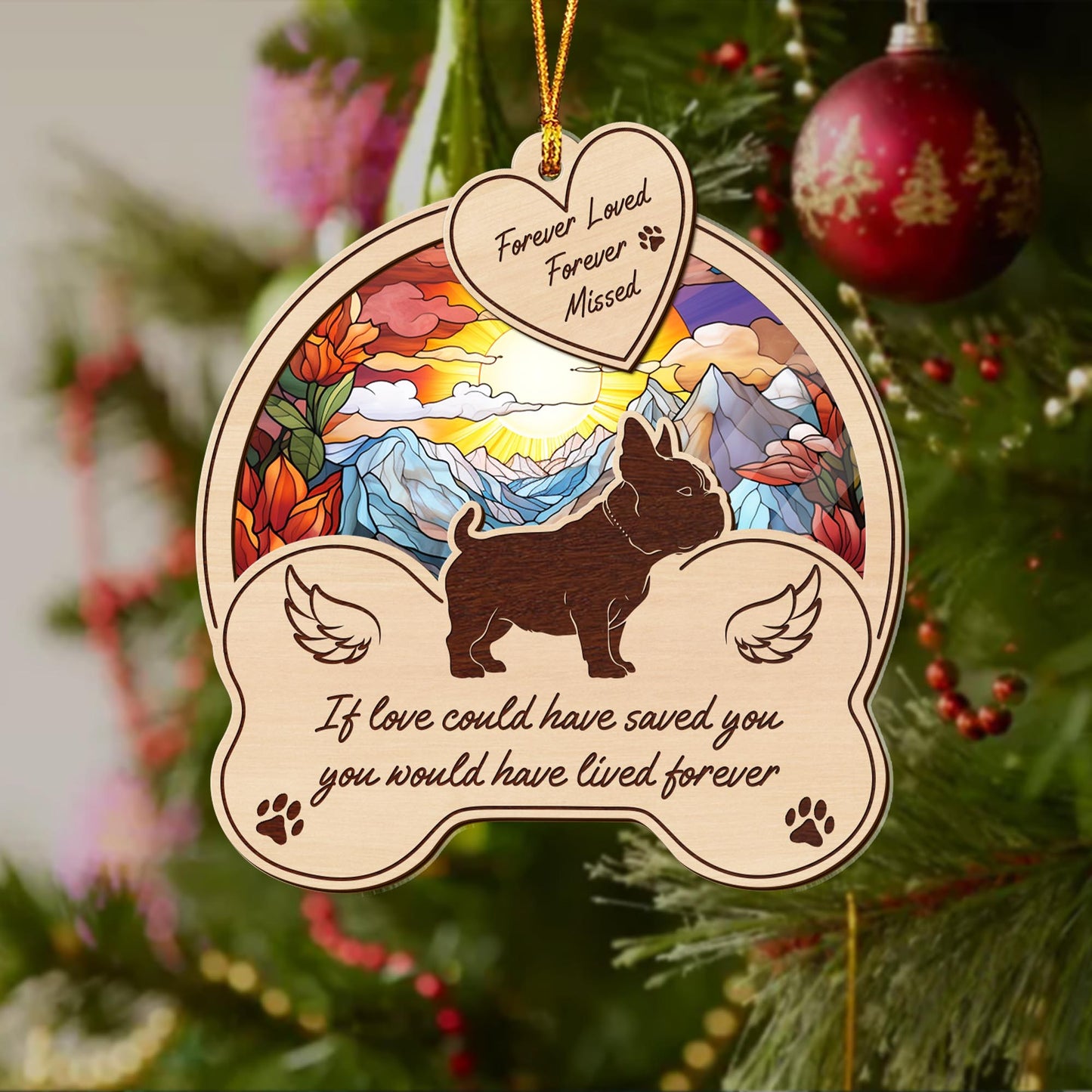 french bulldog 2 Layered Mix Ornament, Dogs Ornament, Christmas Tree Hanging, Home Decorations EPHG-51546