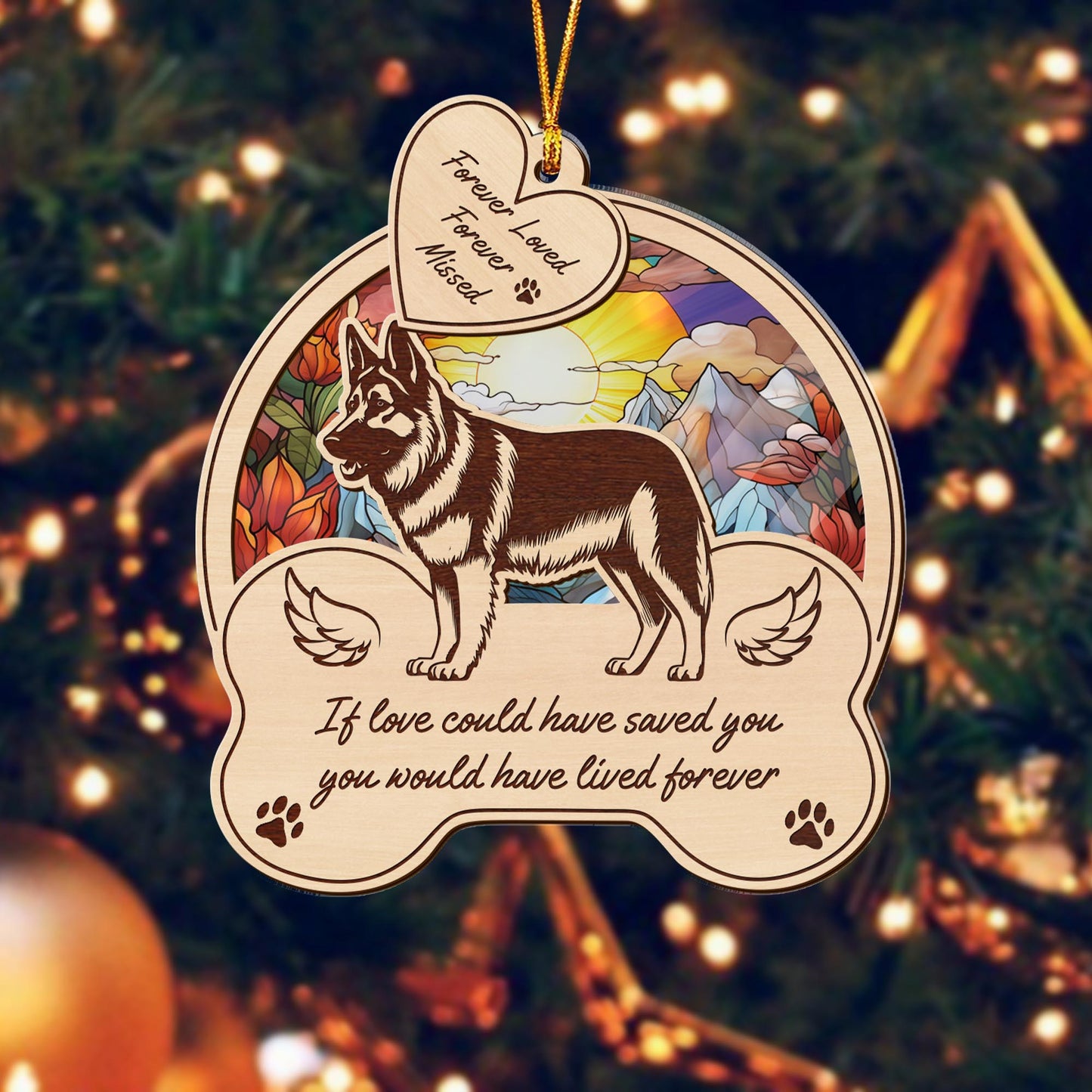 german shepherd 2 Layered Mix Ornament, Dogs Ornament, Christmas Tree Hanging, Home Decorations EPHG-51546