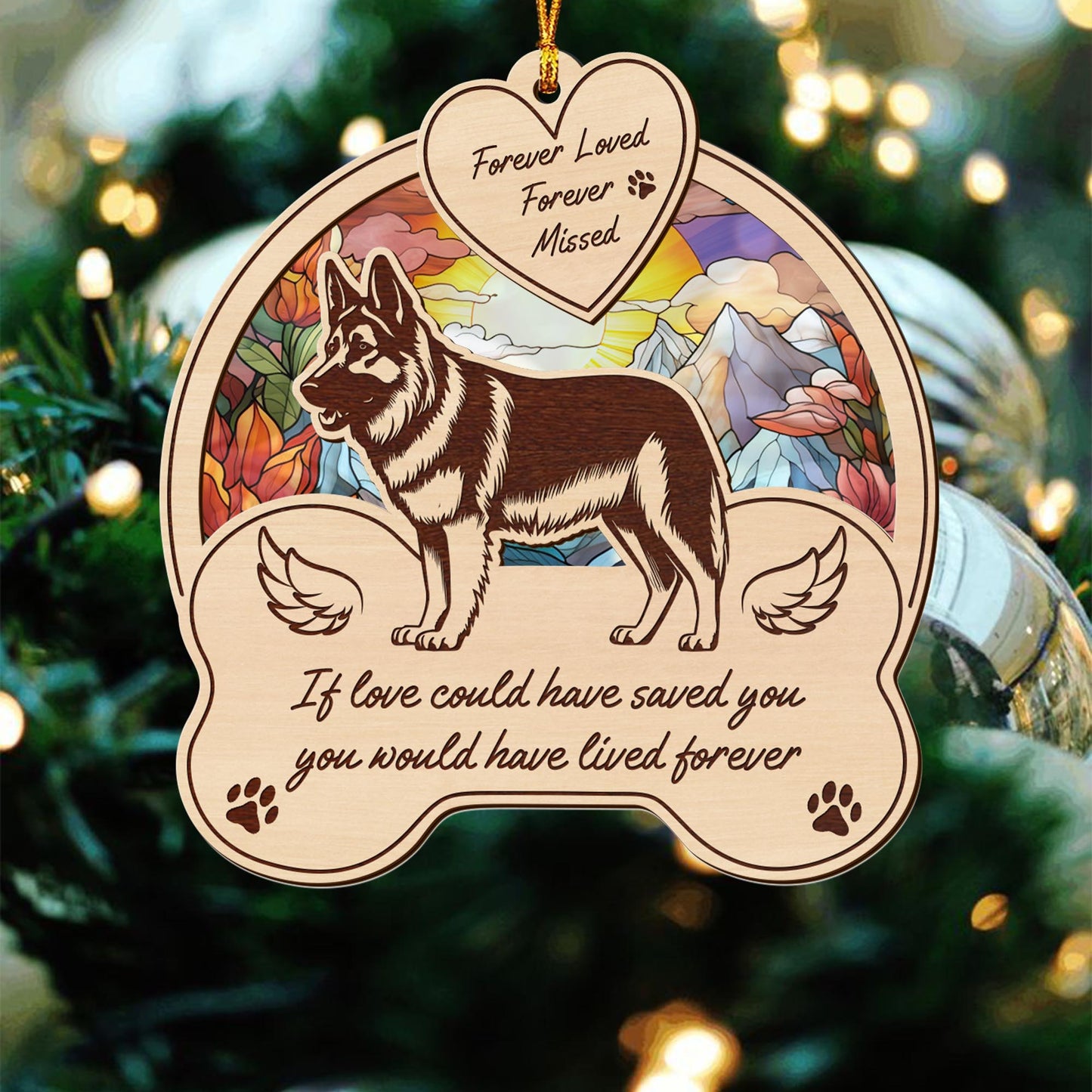 german shepherd 2 Layered Mix Ornament, Dogs Ornament, Christmas Tree Hanging, Home Decorations EPHG-51546