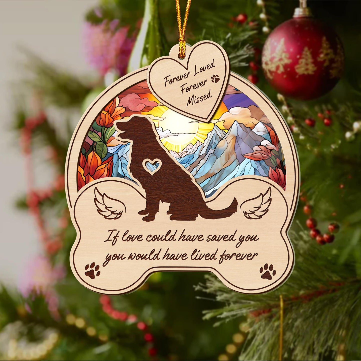 golden retriever 2 Layered Mix Ornament, Dogs Ornament, Christmas Tree Hanging, Home Decorations EPHG-51546