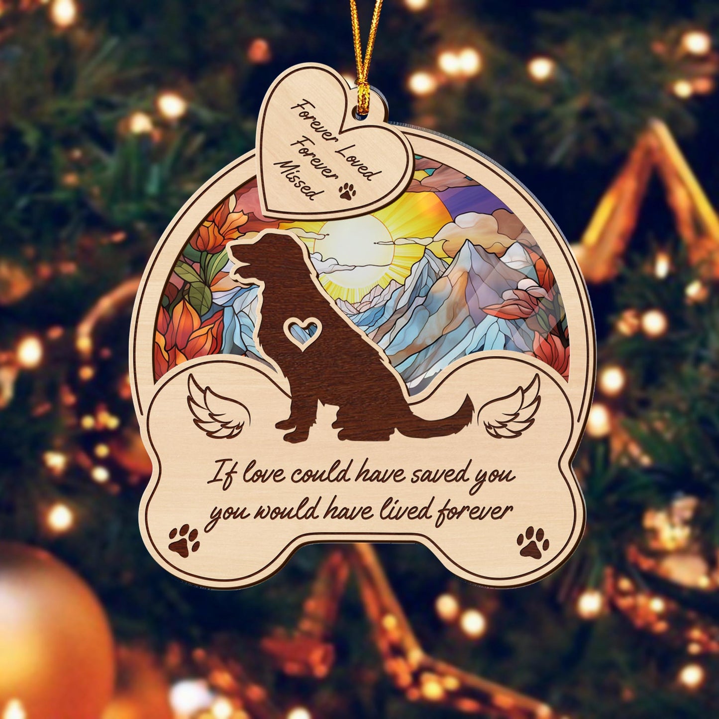 golden retriever 2 Layered Mix Ornament, Dogs Ornament, Christmas Tree Hanging, Home Decorations EPHG-51546