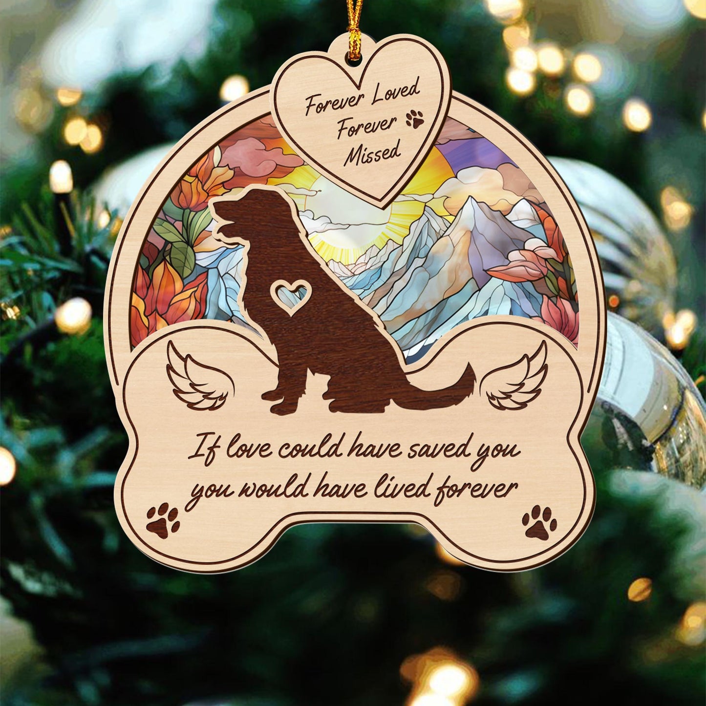 golden retriever 2 Layered Mix Ornament, Dogs Ornament, Christmas Tree Hanging, Home Decorations EPHG-51546