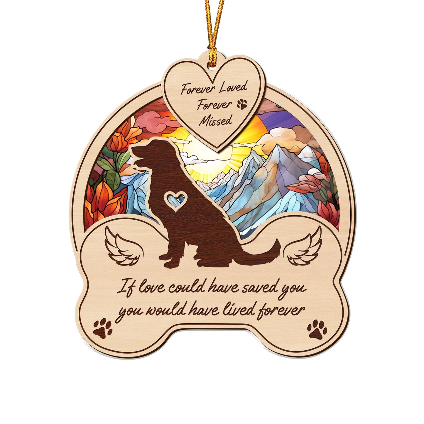 golden retriever 2 Layered Mix Ornament, Dogs Ornament, Christmas Tree Hanging, Home Decorations EPHG-51546