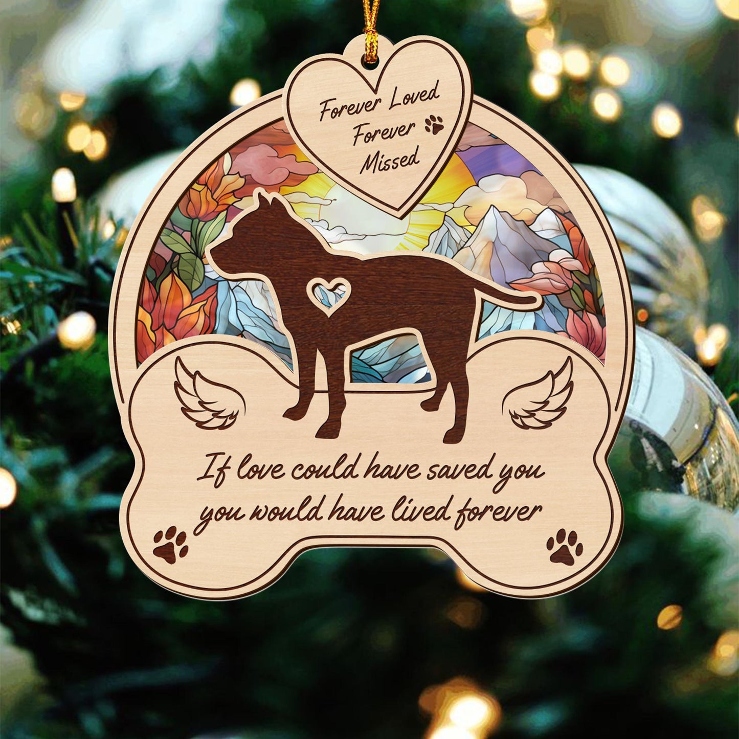 pit bull 2 Layered Mix Ornament, Dogs Ornament, Christmas Tree Hanging, Home Decorations EPHG-51546