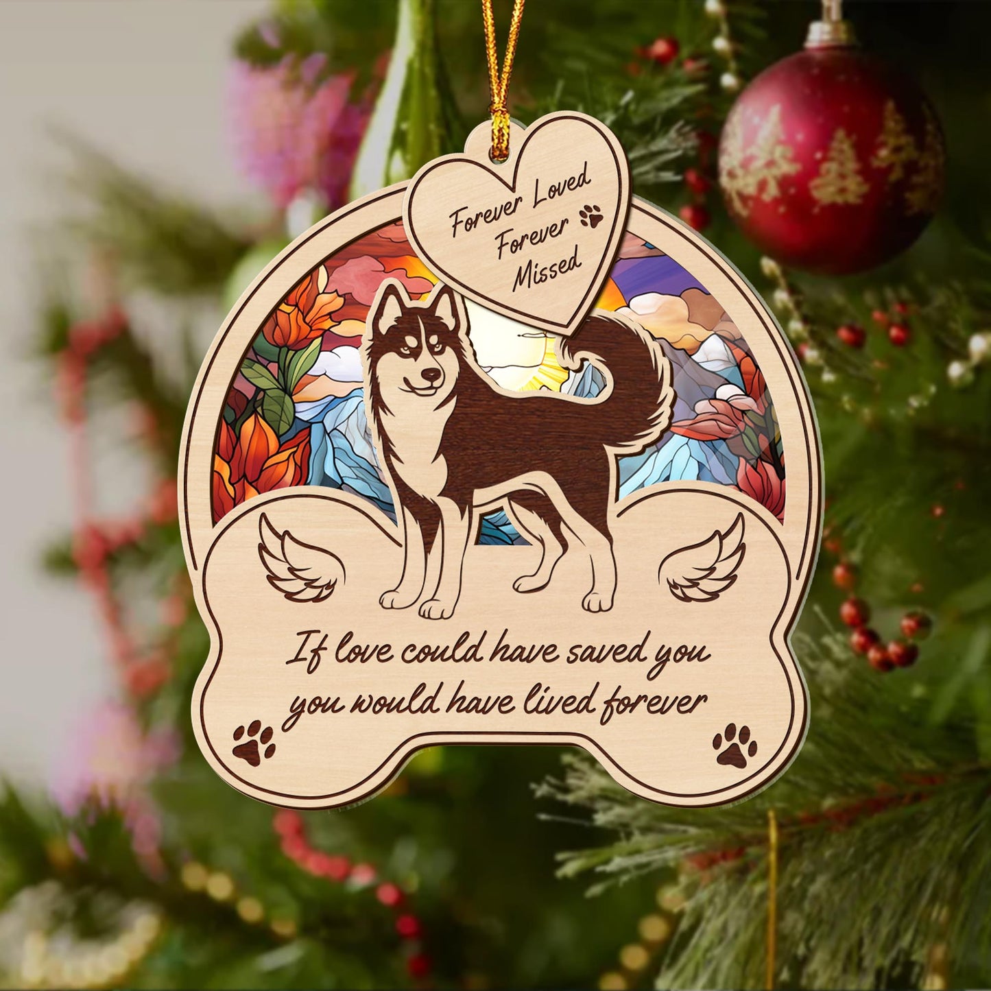 Husky 2 Layered Mix Ornament, Dogs Ornament, Christmas Tree Hanging, Home Decorations  EPHG-51546