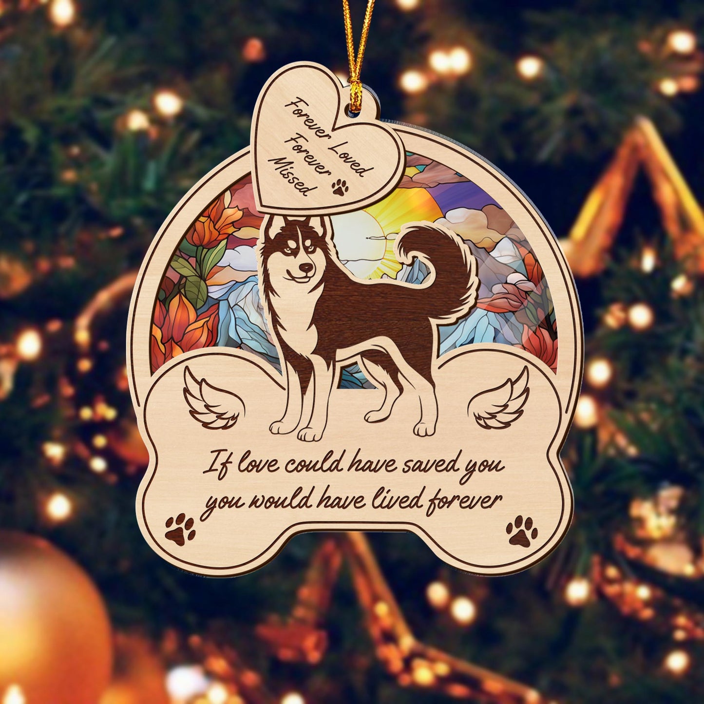 Husky 2 Layered Mix Ornament, Dogs Ornament, Christmas Tree Hanging, Home Decorations  EPHG-51546