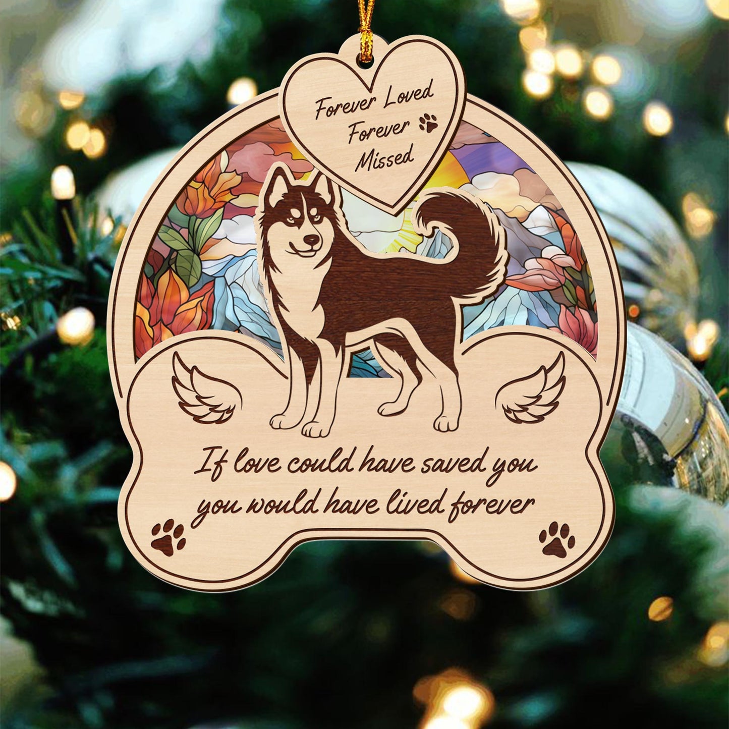 Husky 2 Layered Mix Ornament, Dogs Ornament, Christmas Tree Hanging, Home Decorations  EPHG-51546