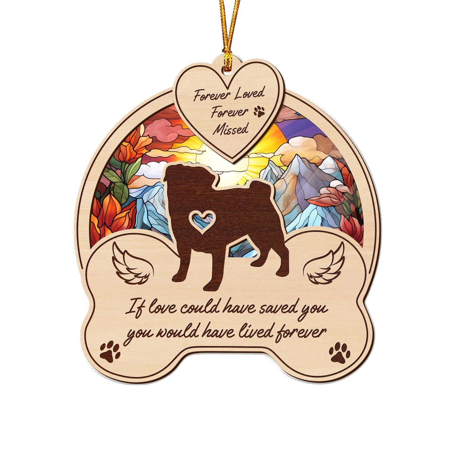 Pug 2 Layered Mix Ornament, Dogs Ornament, Christmas Tree Hanging, Home Decorations EPHG-51546