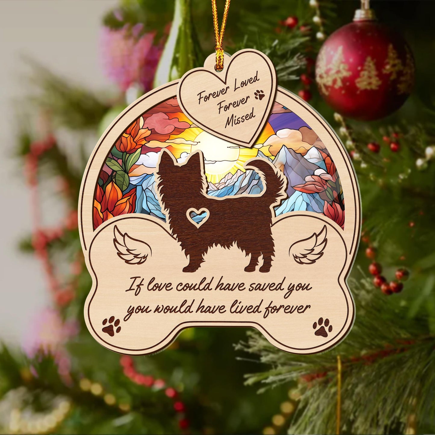 yorkshire 2 Layered Mix Ornament, Dogs Ornament, Christmas Tree Hanging, Home Decorations EPHG-51546