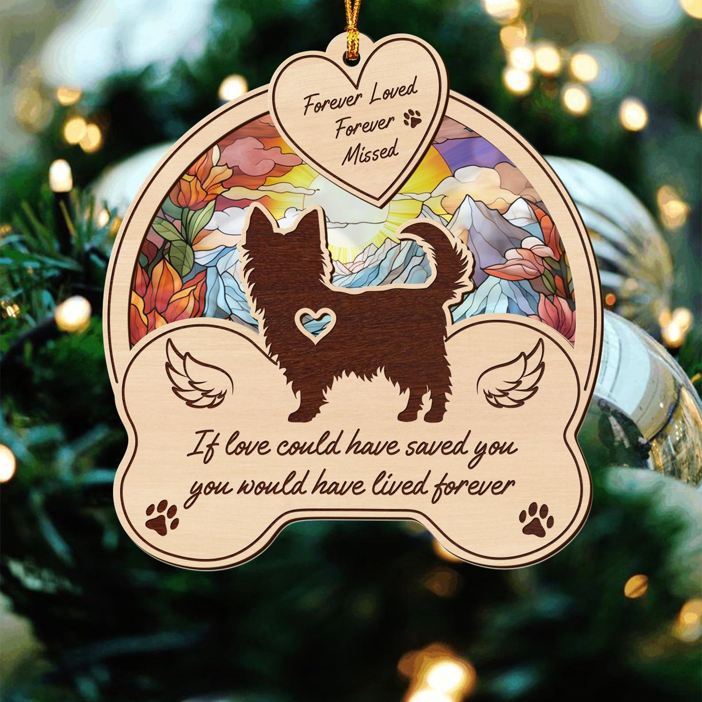 yorkshire 2 Layered Mix Ornament, Dogs Ornament, Christmas Tree Hanging, Home Decorations EPHG-51546