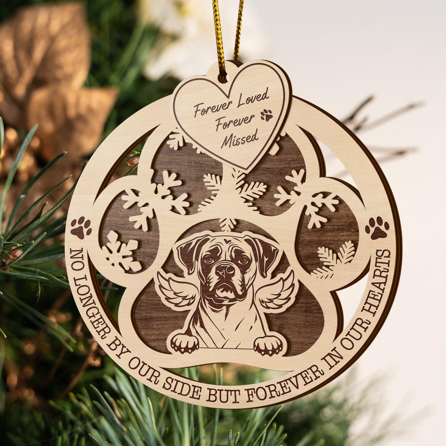 Boxer 2 Layered Piece Wooden Ornament, Dogs Ornament, Dog Lovers Gifts EPHG-51547