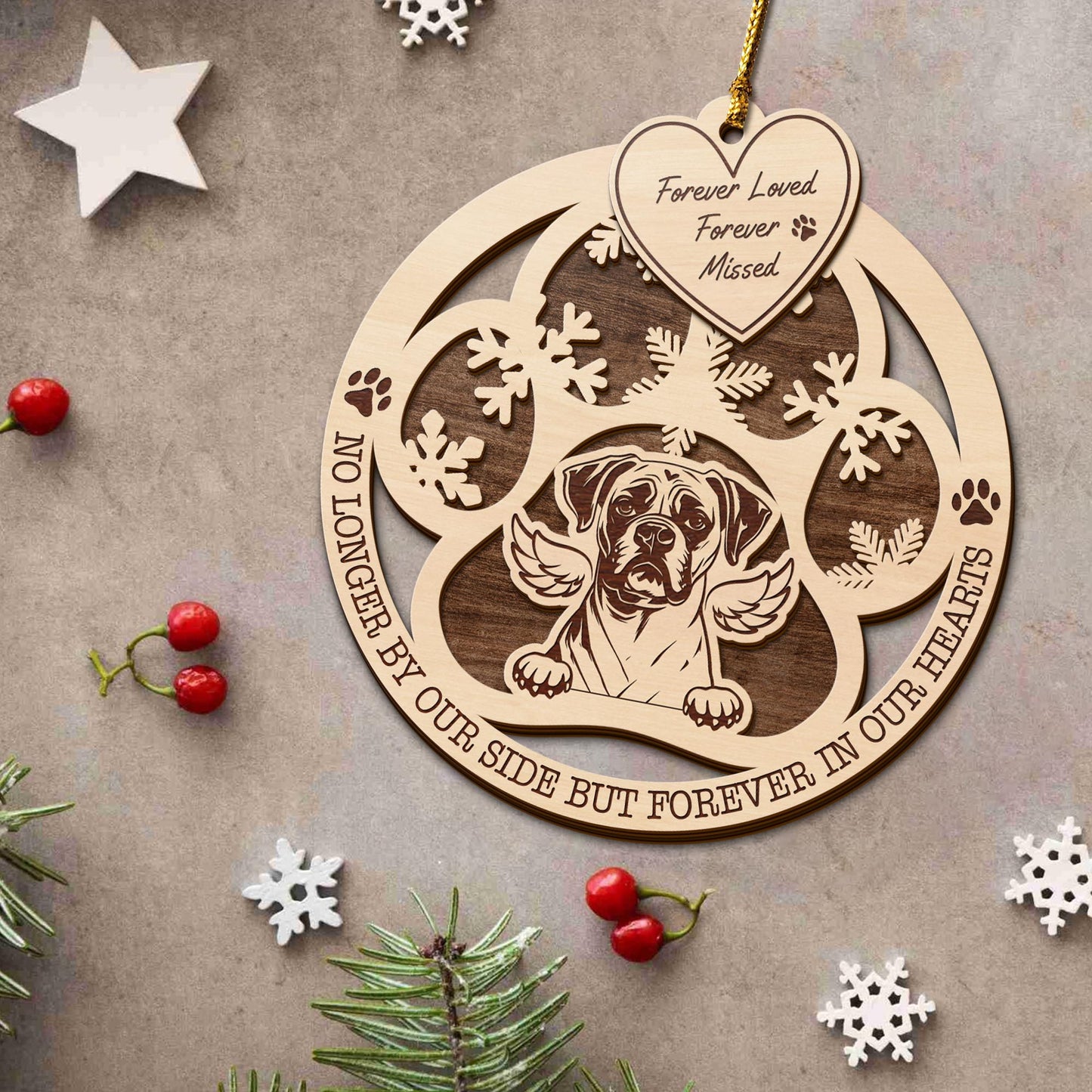 Boxer 2 Layered Piece Wooden Ornament, Dogs Ornament, Dog Lovers Gifts EPHG-51547