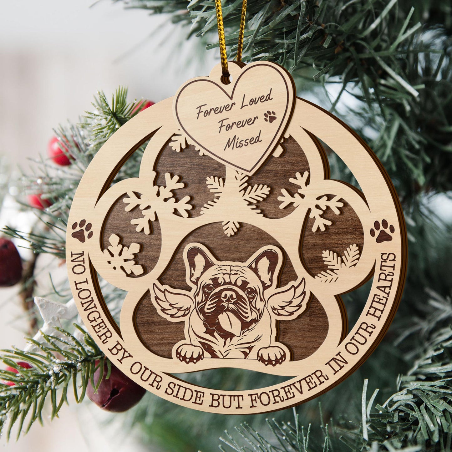 Frendbulldog 2 Layered Piece Wooden Ornament, Dogs Ornament, Dog Lovers Gifts EPHG-51547