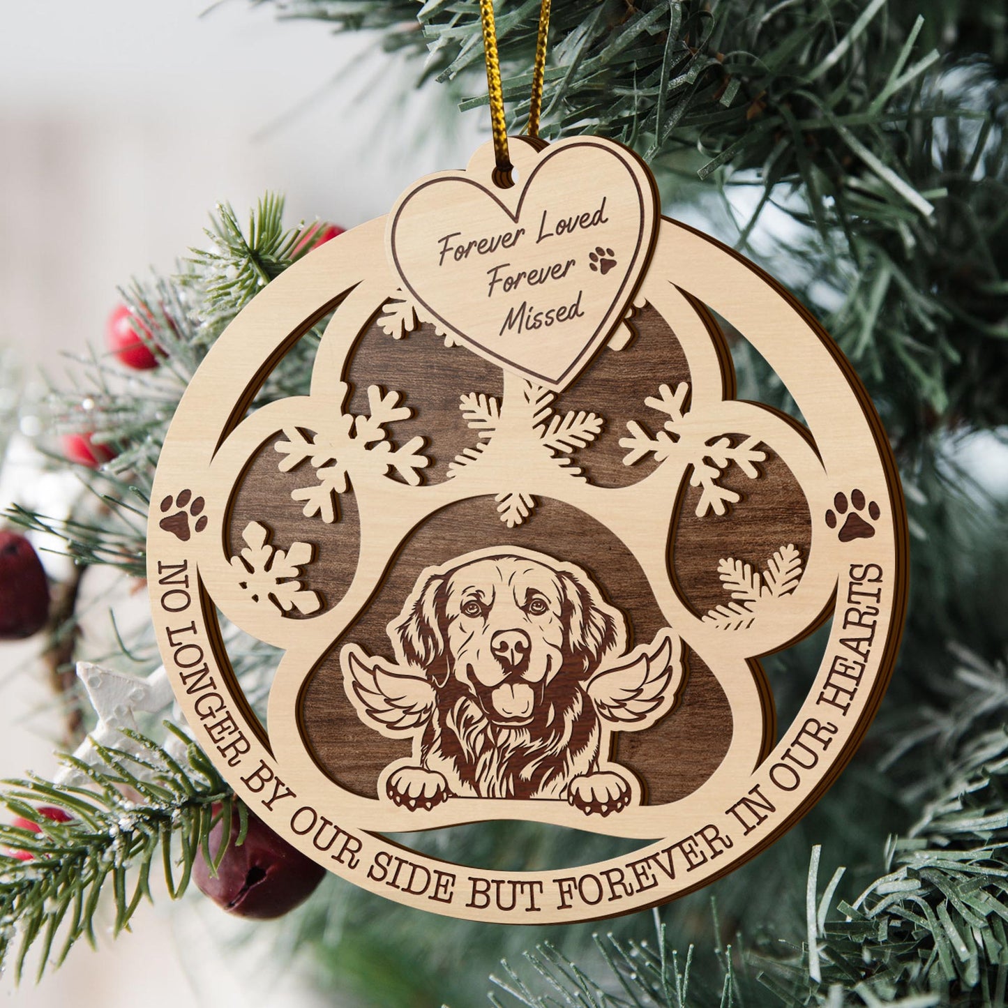 Golden Retriever 2 Layered Piece Wooden Ornament, Dogs Ornament, Dog Lovers Gifts EPHG-51547