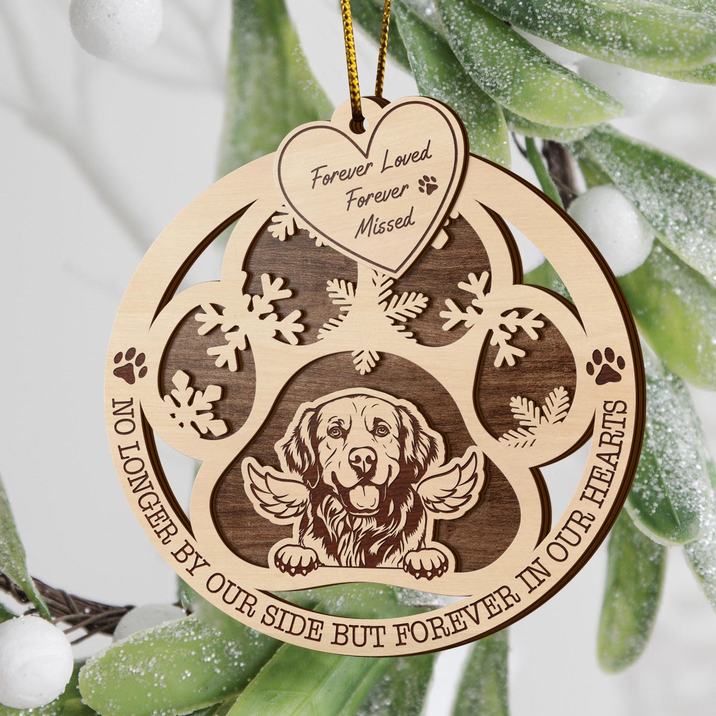 Golden Retriever 2 Layered Piece Wooden Ornament, Dogs Ornament, Dog Lovers Gifts EPHG-51547