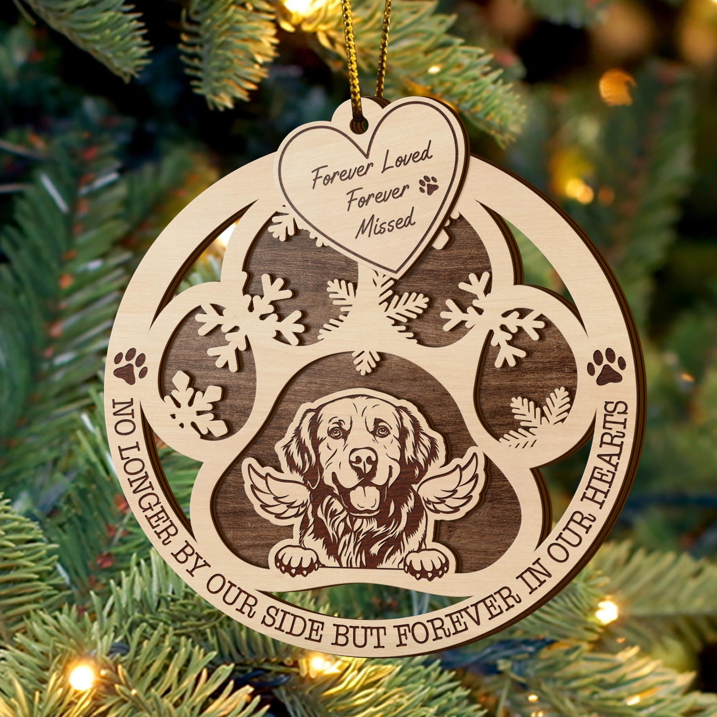 Golden Retriever 2 Layered Piece Wooden Ornament, Dogs Ornament, Dog Lovers Gifts EPHG-51547