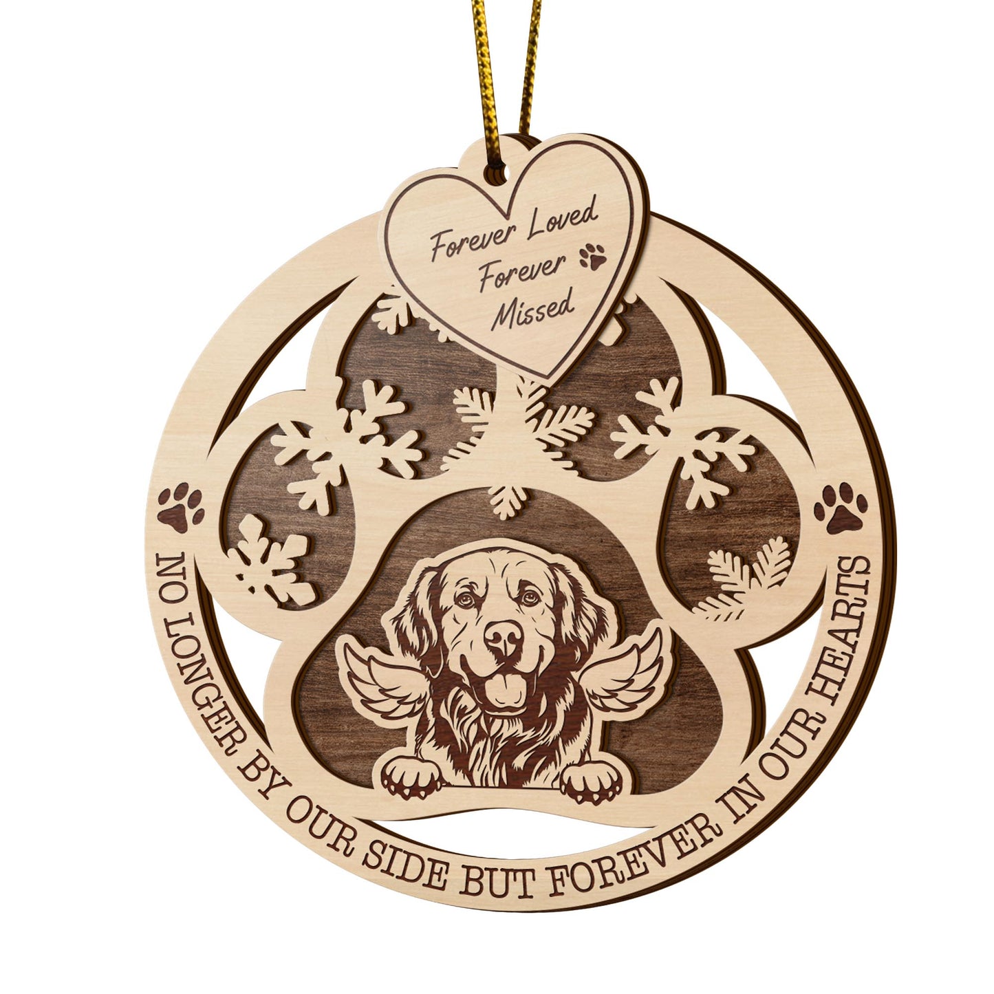 Golden Retriever 2 Layered Piece Wooden Ornament, Dogs Ornament, Dog Lovers Gifts EPHG-51547