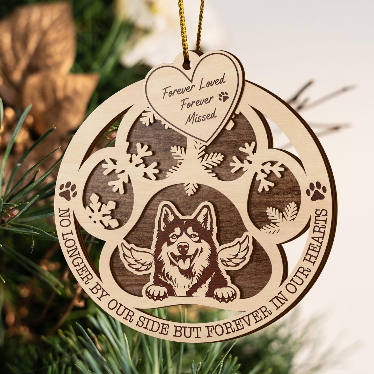 Husky 2 Layered Piece Wooden Ornament, Dogs Ornament, Dog Lovers Gifts EPHG-51547