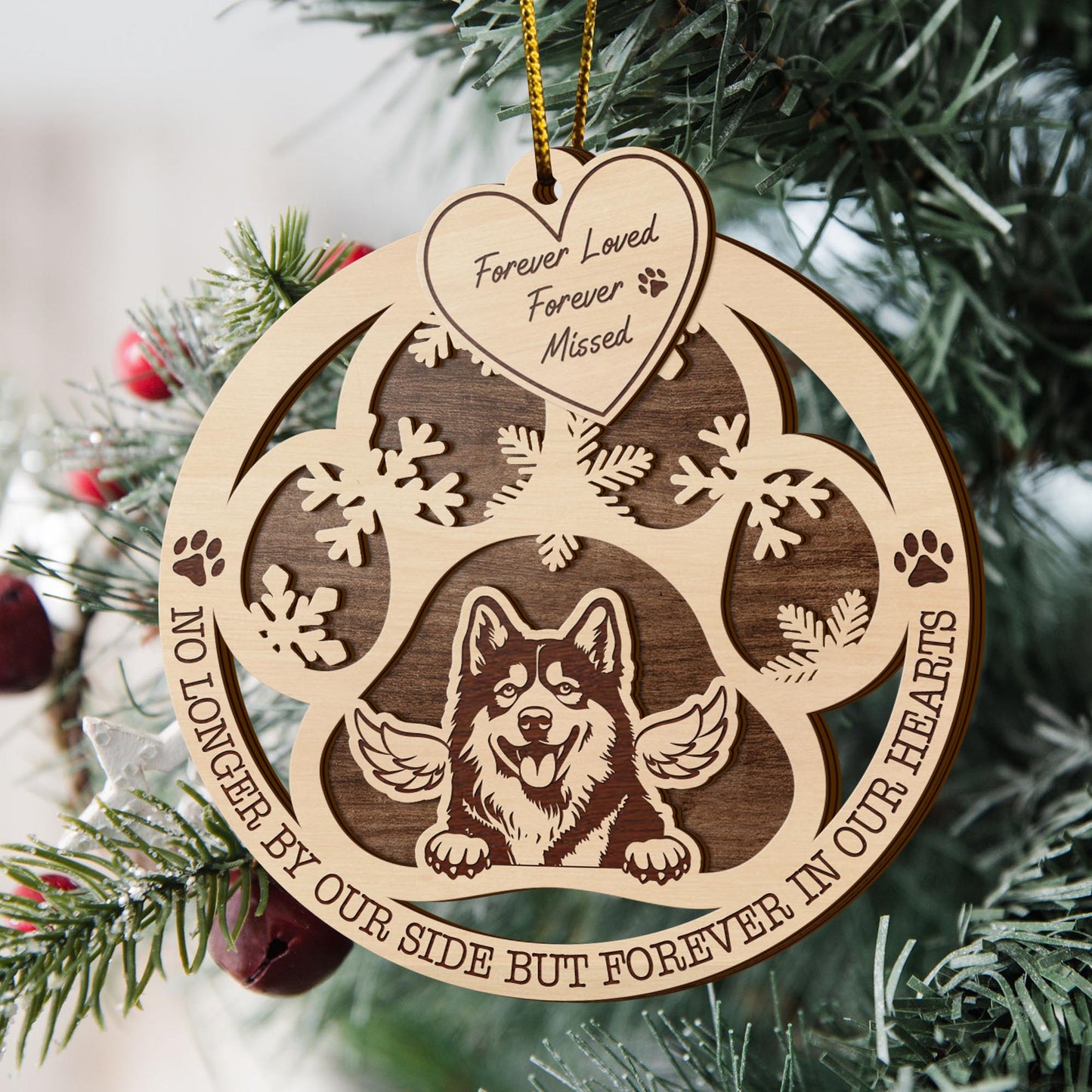 Husky 2 Layered Piece Wooden Ornament, Dogs Ornament, Dog Lovers Gifts EPHG-51547