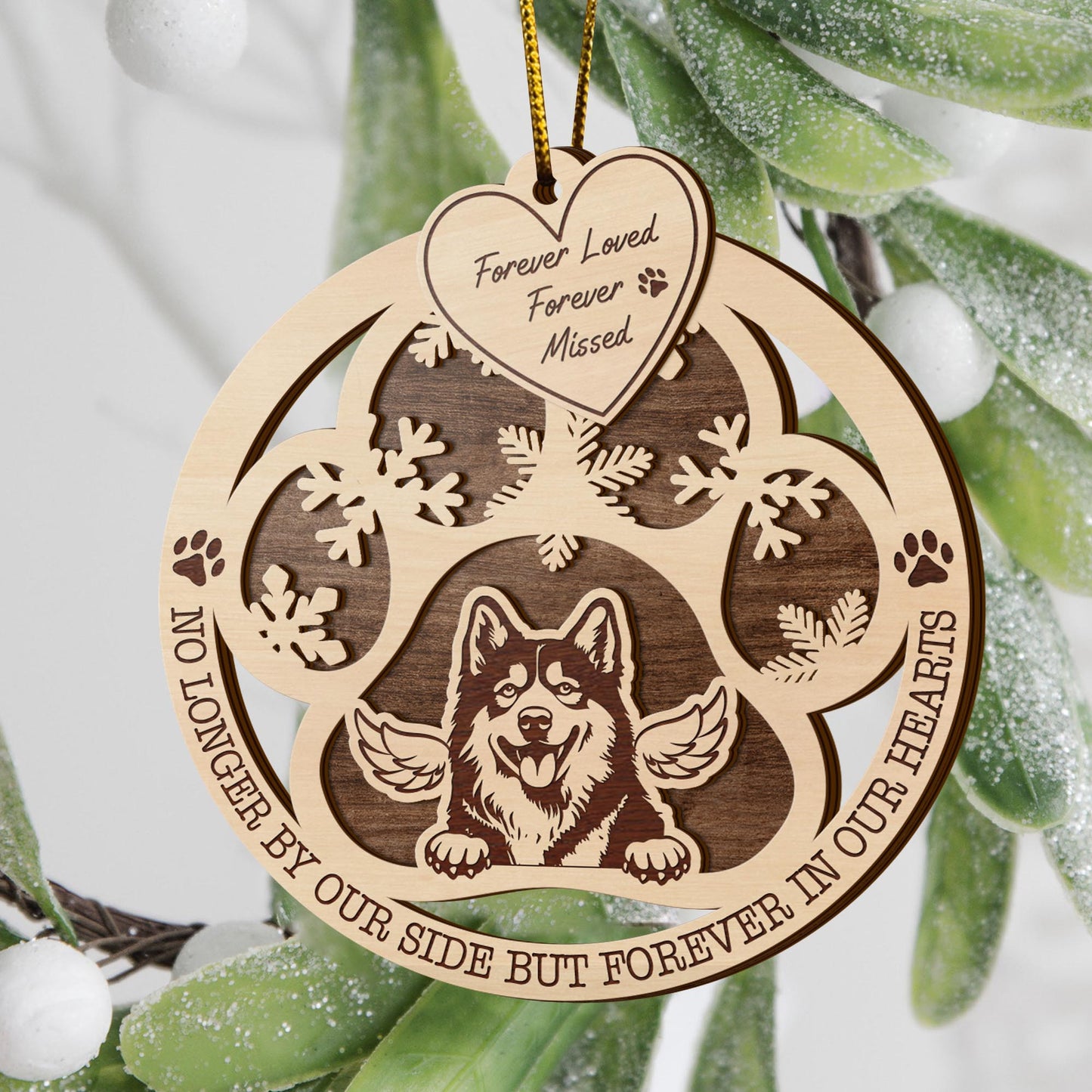 Husky 2 Layered Piece Wooden Ornament, Dogs Ornament, Dog Lovers Gifts EPHG-51547