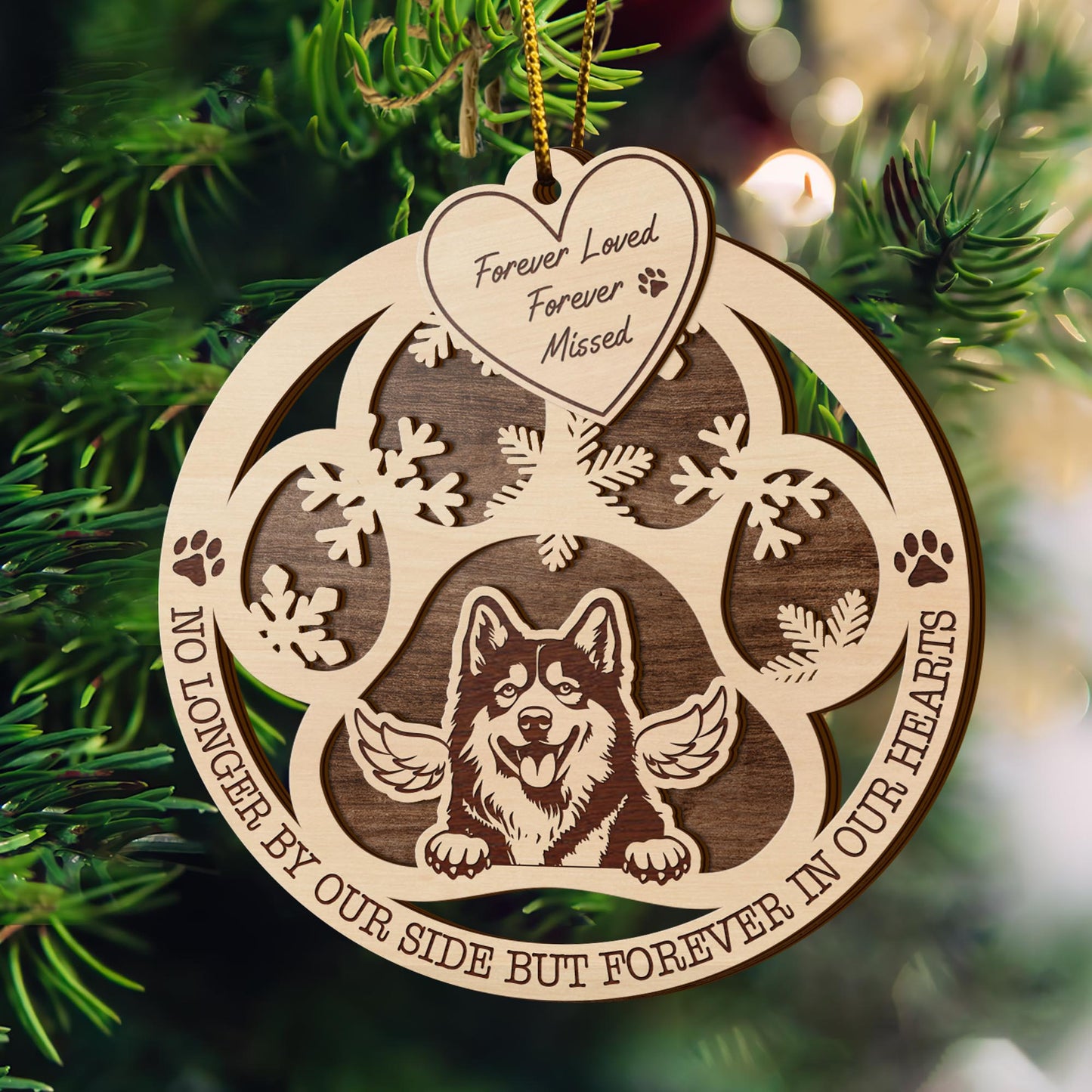 Husky 2 Layered Piece Wooden Ornament, Dogs Ornament, Dog Lovers Gifts EPHG-51547