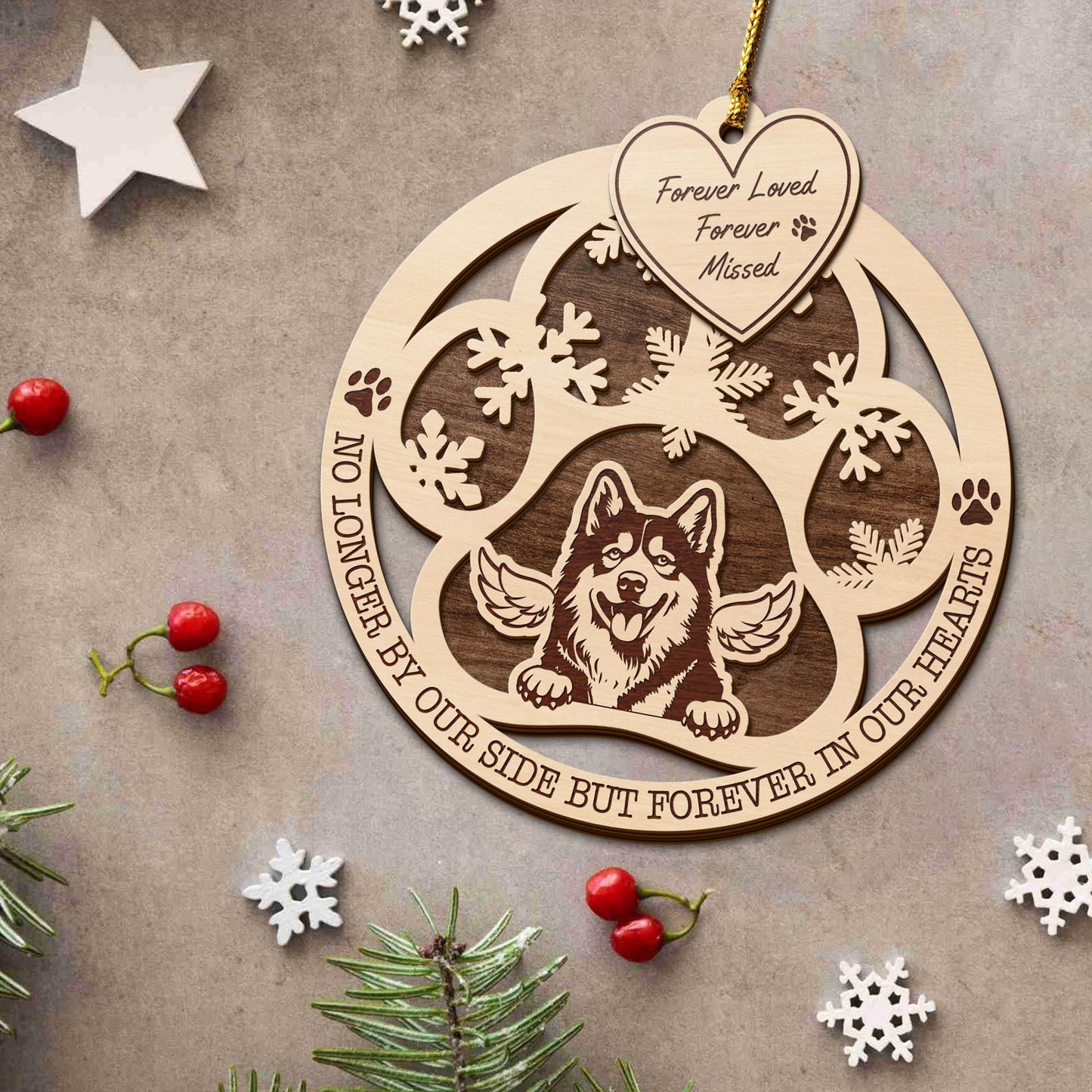 Husky 2 Layered Piece Wooden Ornament, Dogs Ornament, Dog Lovers Gifts EPHG-51547