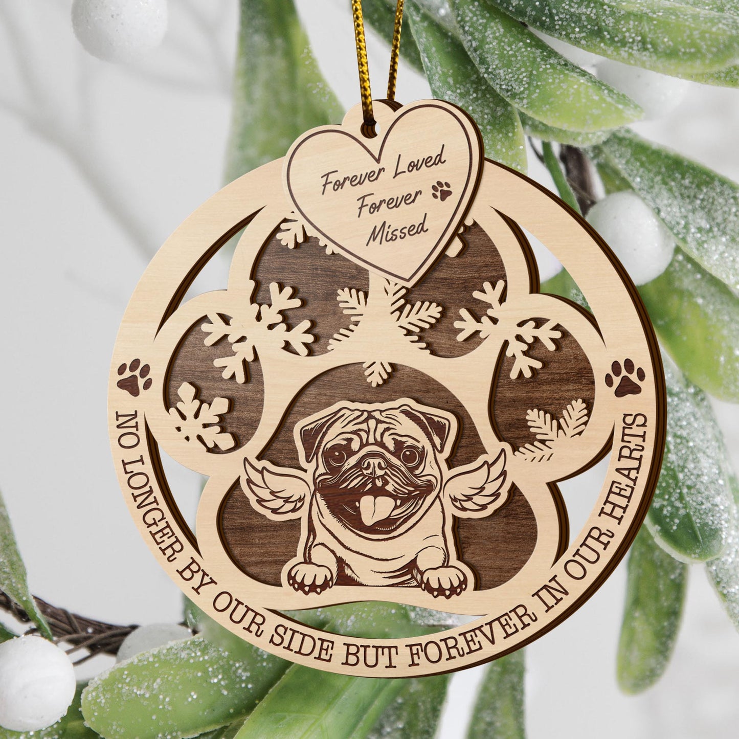 Pug 2 Layered Piece Wooden Ornament, Dogs Ornament, Dog Lovers Gifts EPHG-51547