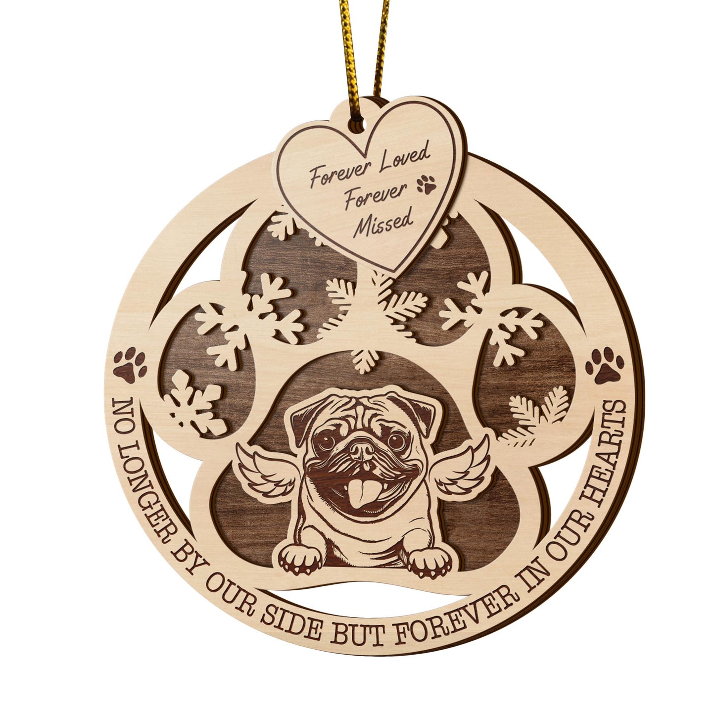 Pug 2 Layered Piece Wooden Ornament, Dogs Ornament, Dog Lovers Gifts EPHG-51547