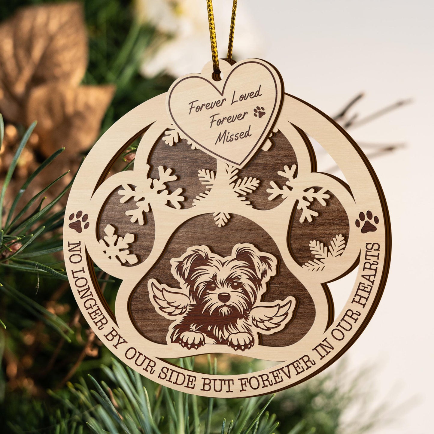 Yorkshire 2 Layered Piece Wooden Ornament, Dogs Ornament, Dog Lovers Gifts EPHG-51547