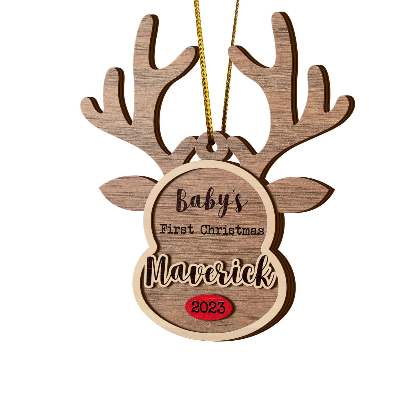 Baby’s First Christmas 3 Layered Piece Wooden Ornaments Custom Name Anh Year, Christmas Ornaments, Gift For Family EPHG-51802