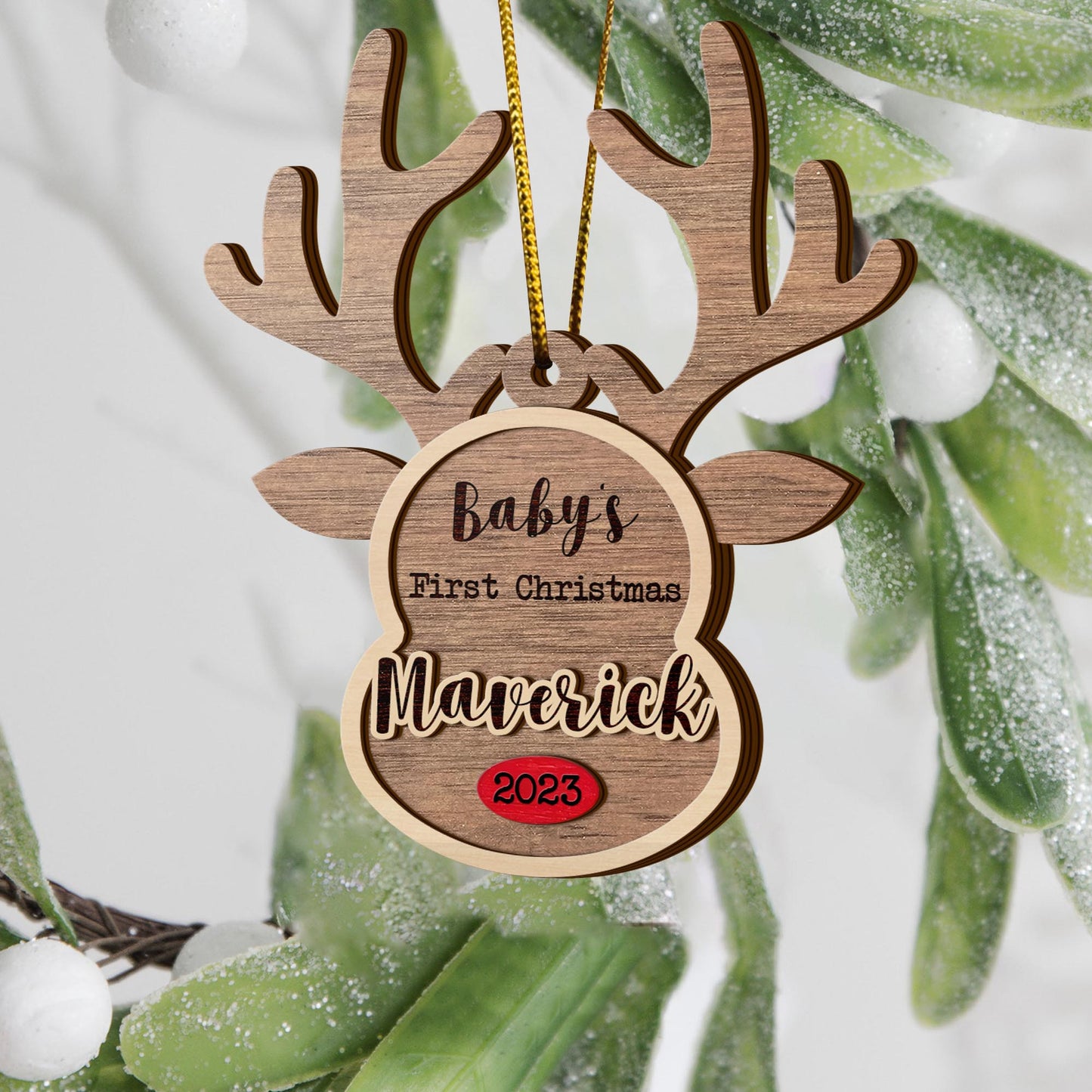 Baby’s First Christmas 3 Layered Piece Wooden Ornaments Custom Name Anh Year, Christmas Ornaments, Gift For Family EPHG-51802