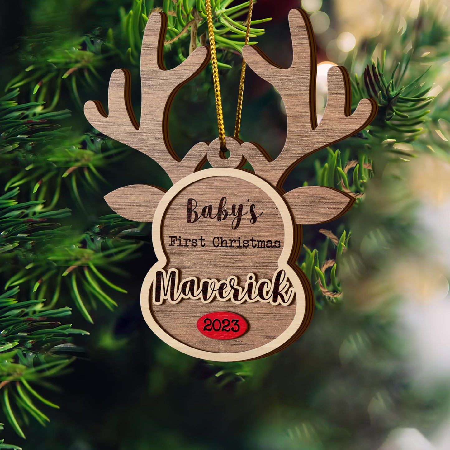 Baby’s First Christmas 3 Layered Piece Wooden Ornaments Custom Name Anh Year, Christmas Ornaments, Gift For Family EPHG-51802