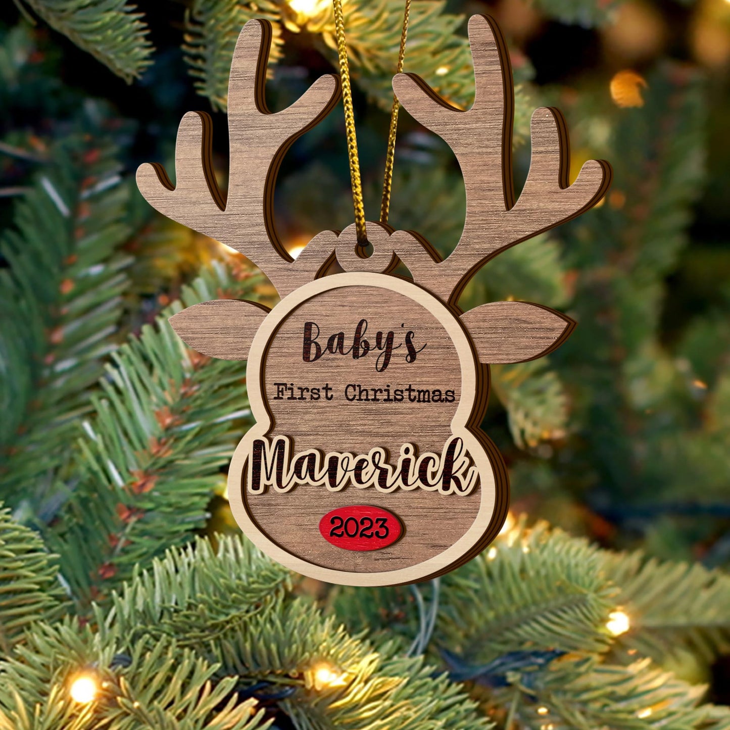 Baby’s First Christmas 3 Layered Piece Wooden Ornaments Custom Name Anh Year, Christmas Ornaments, Gift For Family EPHG-51802