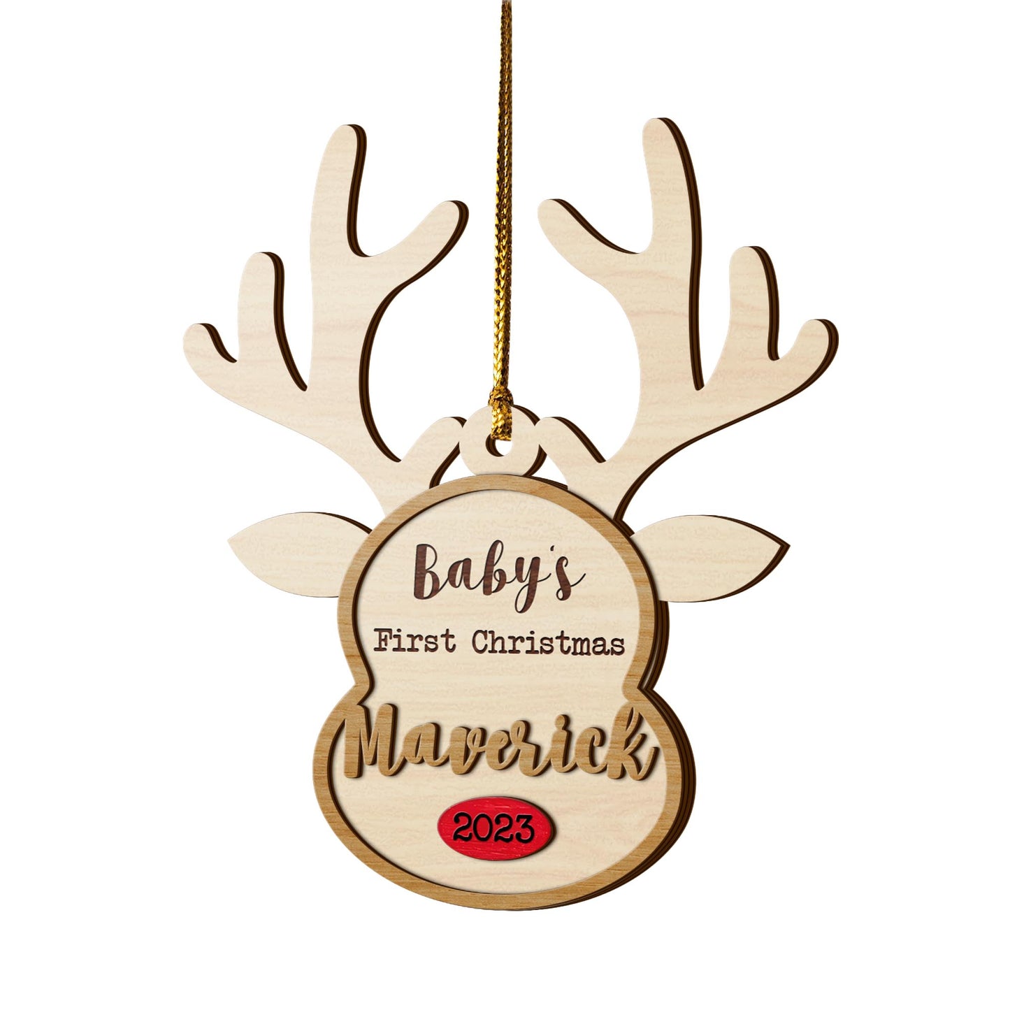 Baby’s First Christmas 3 Layered Piece Wooden Ornaments Custom Name Anh Year, Christmas Ornaments, Gift For Family EPHG-51802