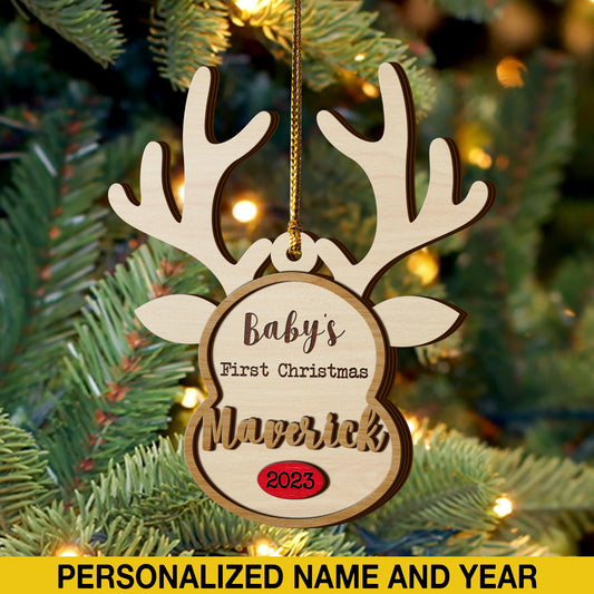 Baby’s First Christmas 3 Layered Piece Wooden Ornaments Custom Name Anh Year, Christmas Ornaments, Gift For Family EPHG-51802