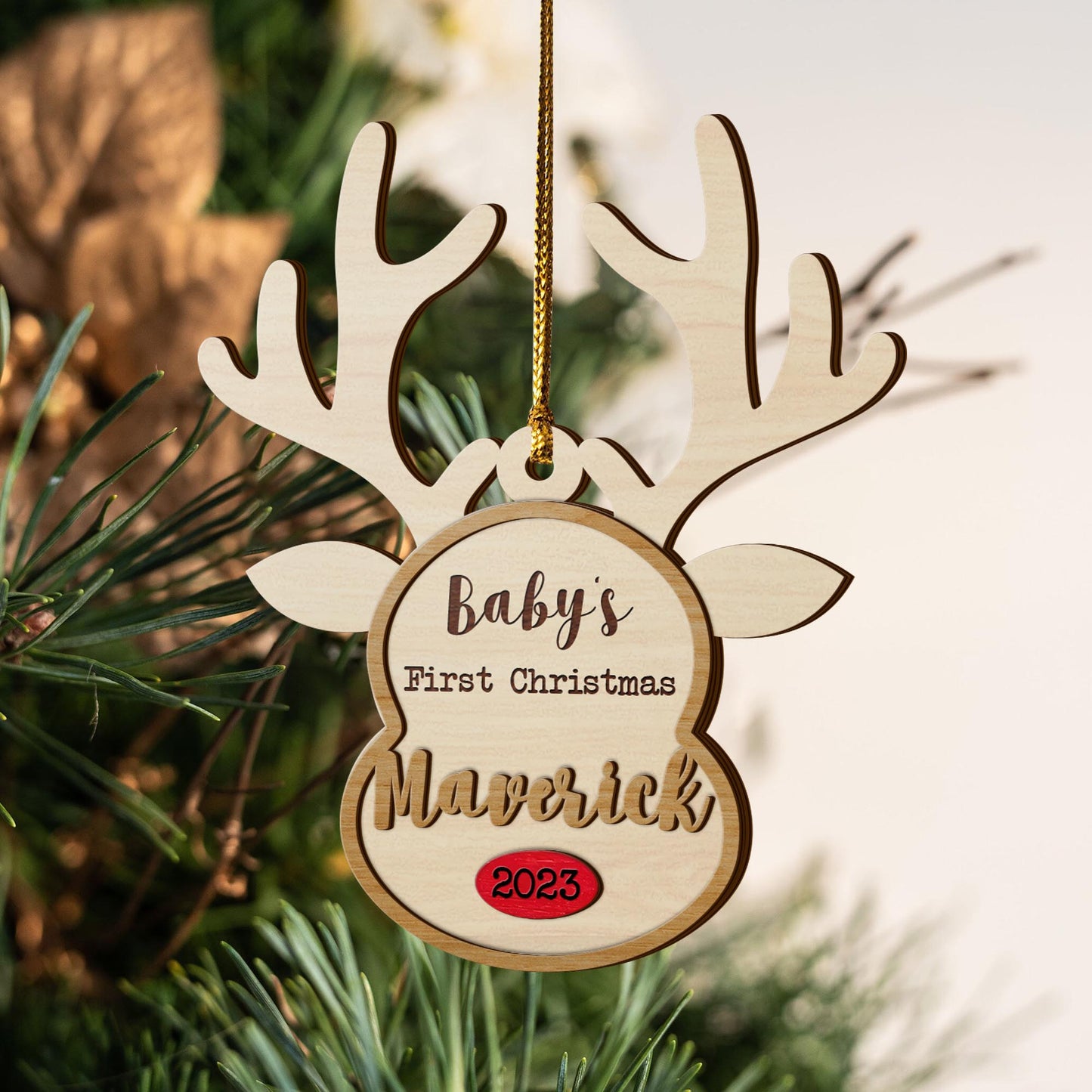 Baby’s First Christmas 3 Layered Piece Wooden Ornaments Custom Name Anh Year, Christmas Ornaments, Gift For Family EPHG-51802