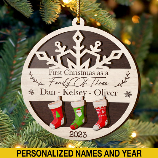 Baby’s First Christmas 3 Layered Piece Wooden Ornaments Custom Custom Name, Date, Address, Time, Weight, Capacity, Christmas Ornaments, Baby Stats Birth Stats EPHG-51803