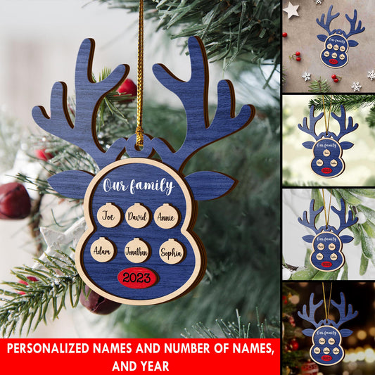 Family Christmas 3 Layered Piece Wooden Ornaments Custom Names, Dog’s Names And Year, Family Christmas Ornaments, Gift For Family EPHG-51895