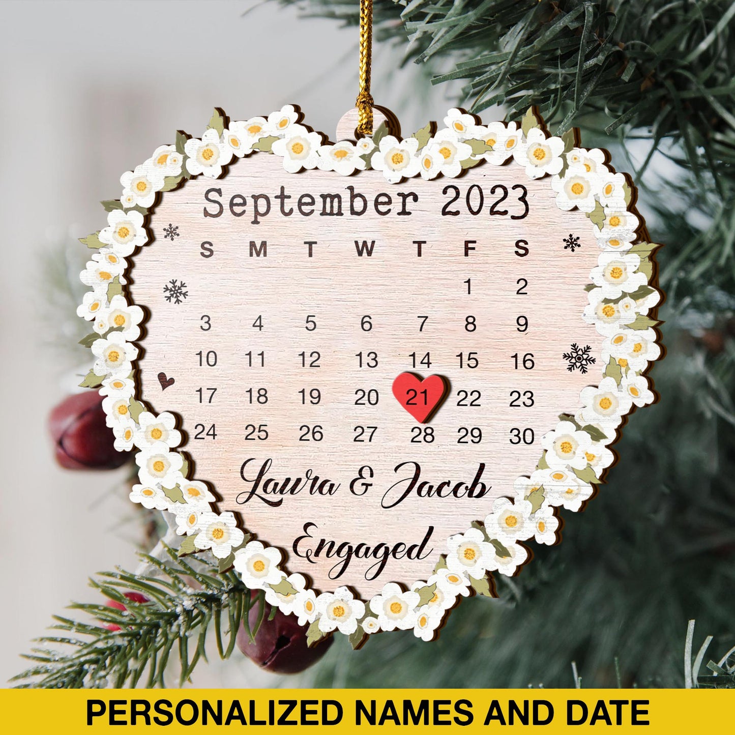 Couple Anniversary 3 Layered Piece Wooden Ornaments Custom Number Of Years, Photo, Names And Date, Christmas Tree Ornaments, Couple Anniversary Ornaments, Christmas Tree Hanging EPHG-52057