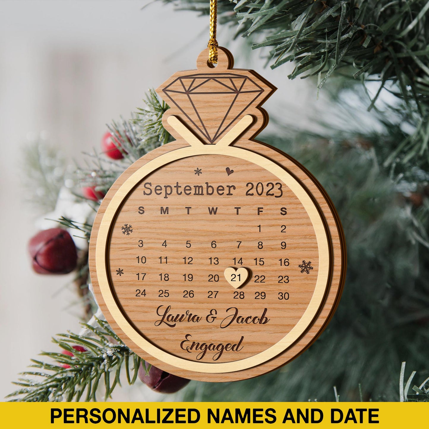 Couple Anniversary 3 Layered Piece Wooden Ornaments Custom Number Of Years, Photo, Names And Date, Christmas Tree Ornaments, Couple Anniversary Ornaments, Christmas Tree Hanging EPHG-52078