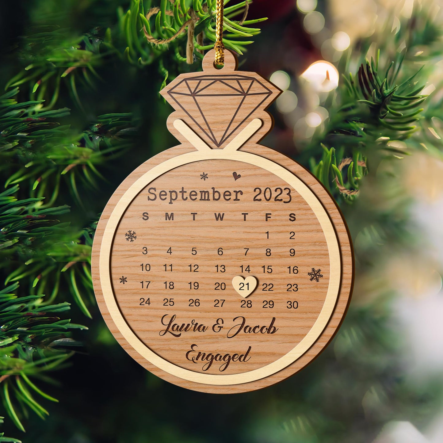 Couple Anniversary 3 Layered Piece Wooden Ornaments Custom Number Of Years, Photo, Names And Date, Christmas Tree Ornaments, Couple Anniversary Ornaments, Christmas Tree Hanging EPHG-52078