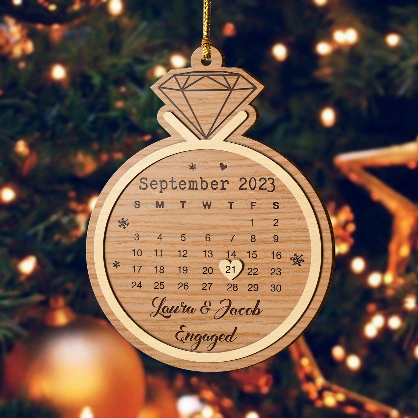 Couple Anniversary 3 Layered Piece Wooden Ornaments Custom Number Of Years, Photo, Names And Date, Christmas Tree Ornaments, Couple Anniversary Ornaments, Christmas Tree Hanging EPHG-52078