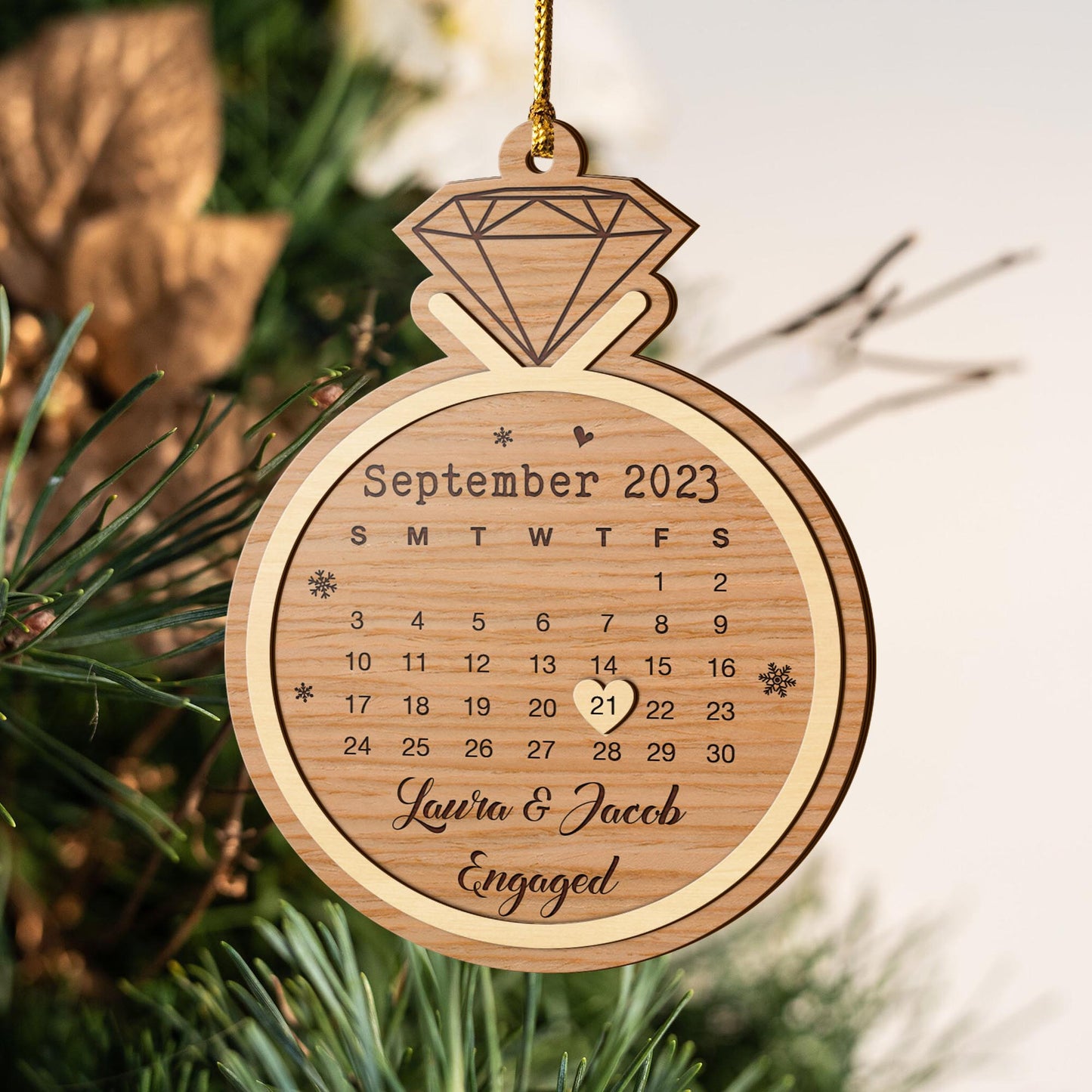 Couple Anniversary 3 Layered Piece Wooden Ornaments Custom Number Of Years, Photo, Names And Date, Christmas Tree Ornaments, Couple Anniversary Ornaments, Christmas Tree Hanging EPHG-52078