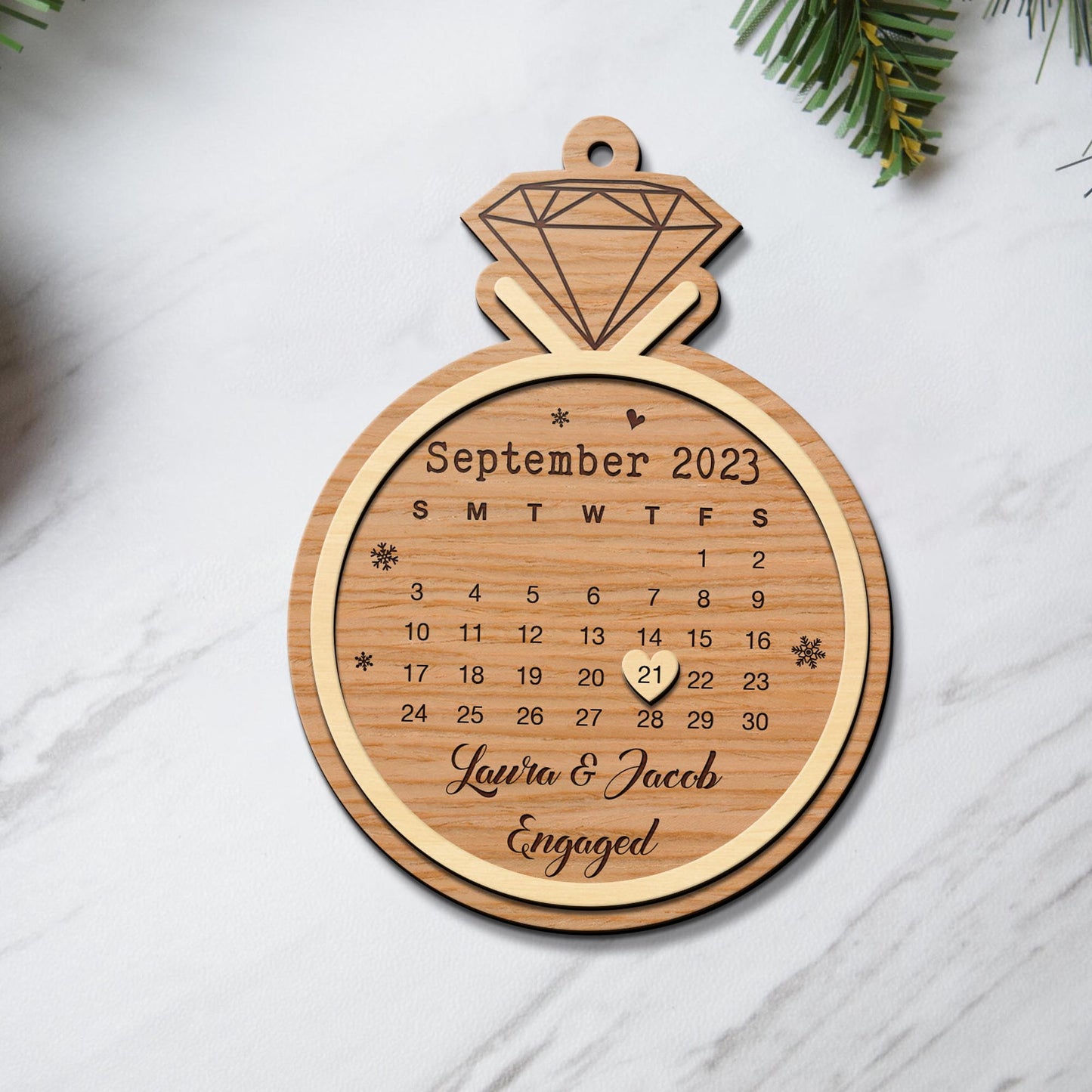 Couple Anniversary 3 Layered Piece Wooden Ornaments Custom Number Of Years, Photo, Names And Date, Christmas Tree Ornaments, Couple Anniversary Ornaments, Christmas Tree Hanging EPHG-52078