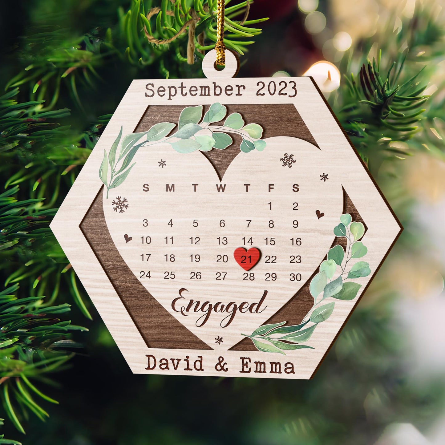 Couple Anniversary 3 Layered Piece Wooden Ornaments Custom Number Of Years, Photo, Names And Date, Christmas Tree Ornaments, Couple Anniversary Ornaments, Christmas Tree Hanging EPHG-52081